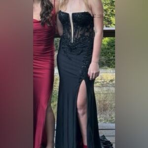 Sophisticated Black Sequin Prom Dress